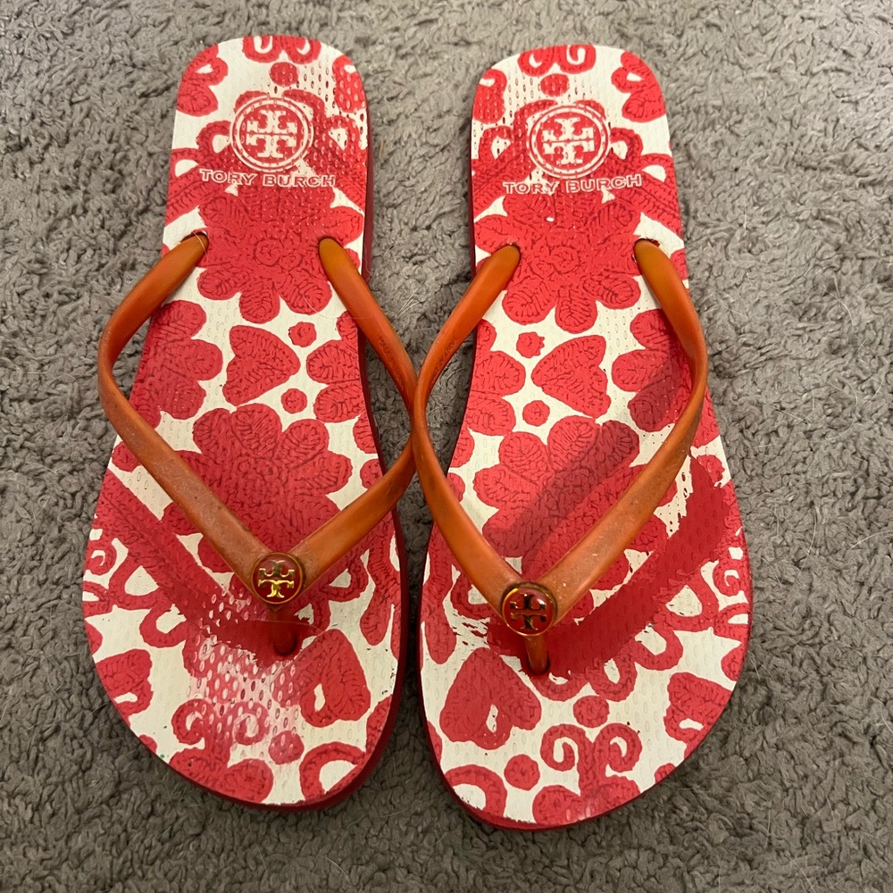 Tory Burch Red Flip Flops Size 8
